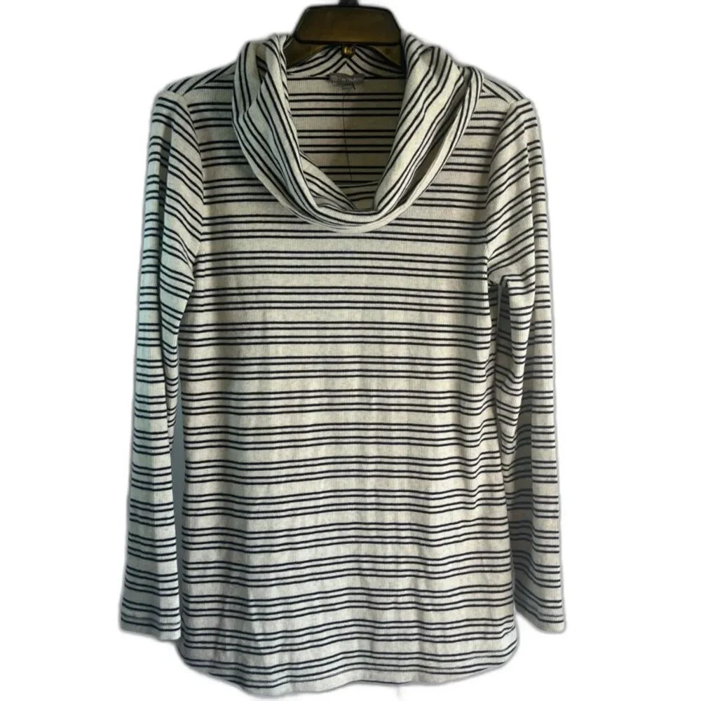 Talbots‎ Cowl Neck Top Striped Ribbed Knit Preppy Casual Everyday Size Medium